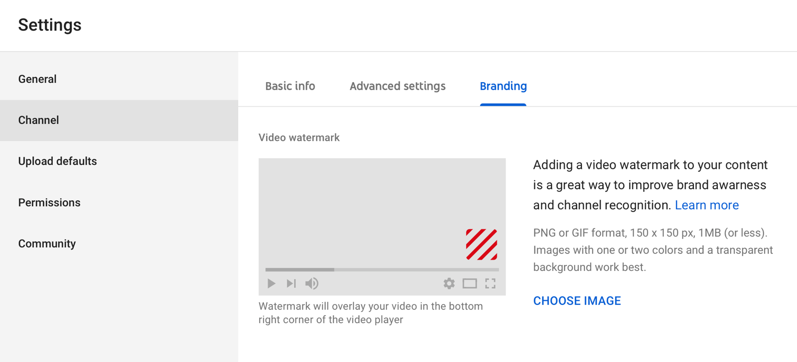 dialog box for adding watermark to YouTube video