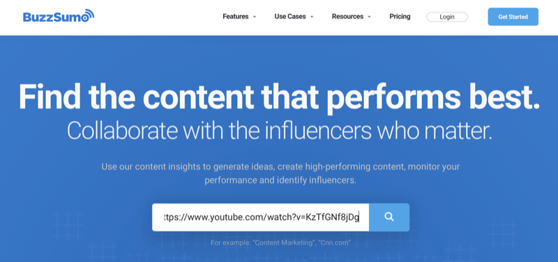 analyze YouTube video with BuzzSumo