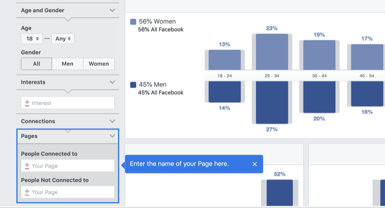 step 1 of how to analyze Facebook Audience Insights for Facebook page