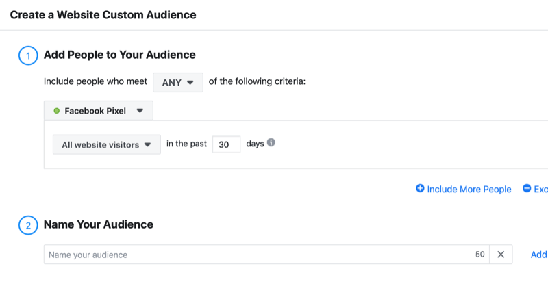 create Facebook website custom audience