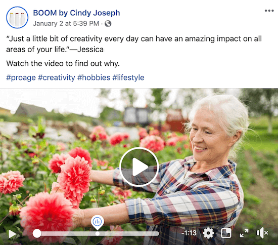 Facebook video post for BOOM! by Cindy Joseph