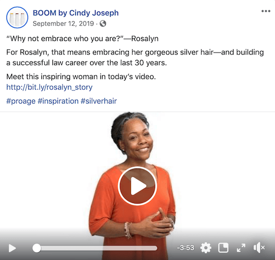 Facebook video post for BOOM! by Cindy Joseph