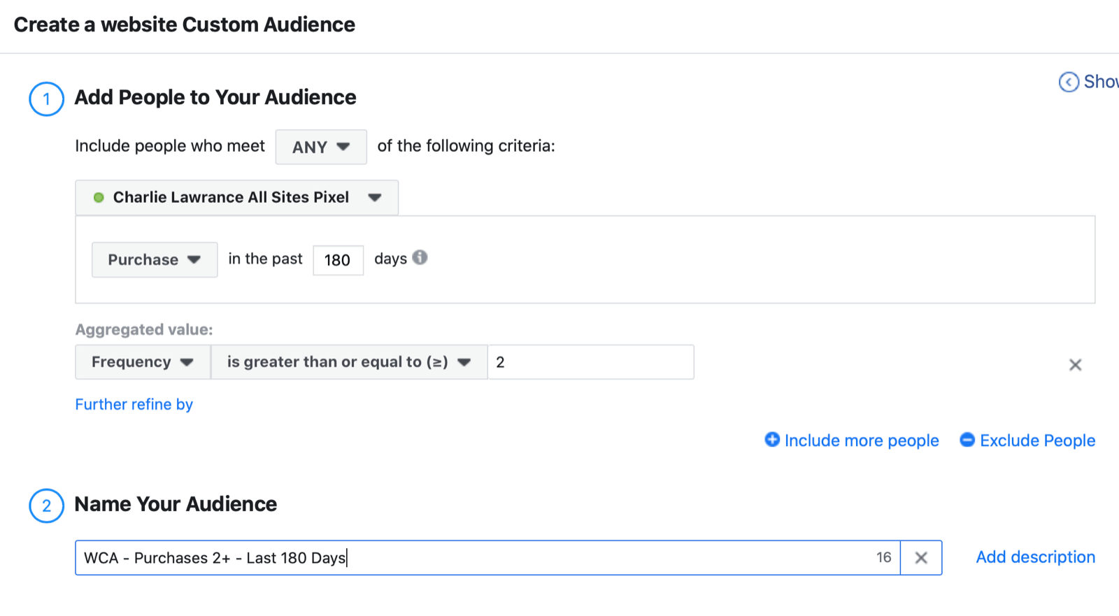 Lookalike Audience Built From People Who Have Purchased at Least Twice