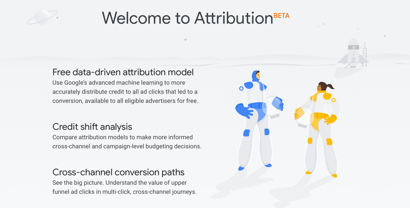 Google Analytics Attribution Beta page