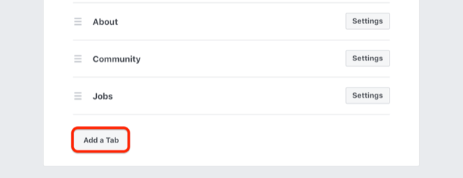 step 2 of how to add tab to Facebook page