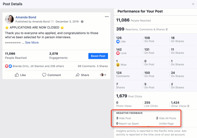 step 3 of how to review negative feedback for Facebook ads