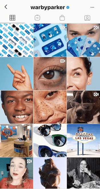 Instagram business profile for Warby Parker