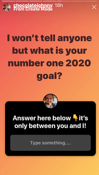 example of Instagram story post using questions sticker