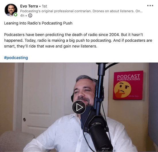 example of LinkedIn video post