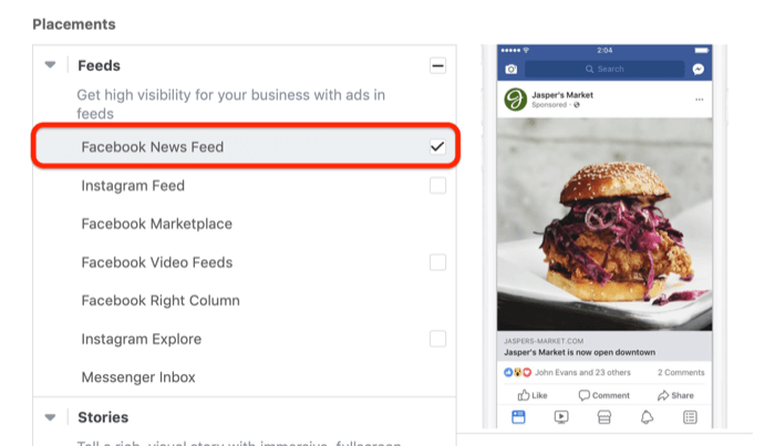 step 4 of how to set up Facebook engagement campaign to promote customer survey