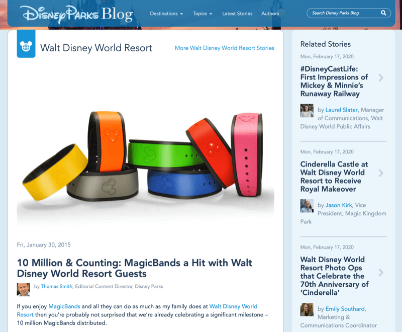 Disney MagicBand article from Disney blog