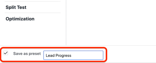 create lead progress custom report in Facebook Ads Manager, step 4