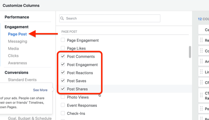 create lead progress custom report in Facebook Ads Manager, step 3