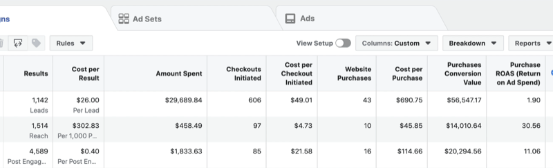 create ROI snapshot custom report in Facebook Ads Manager, step 9