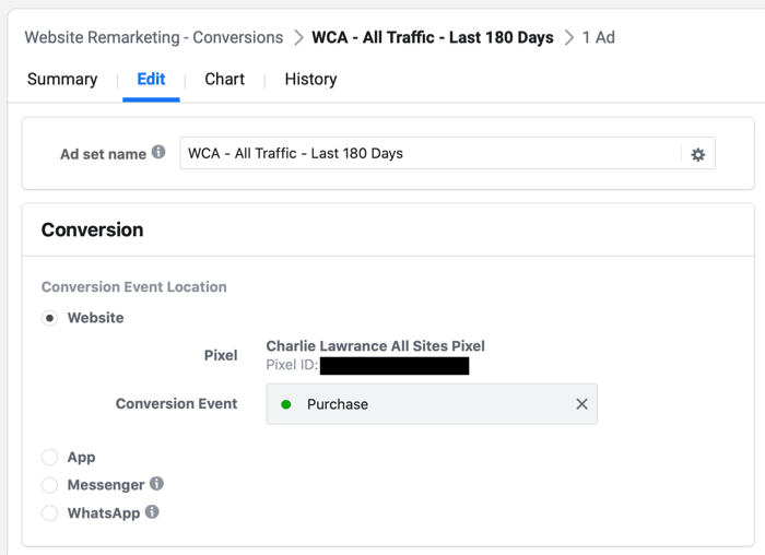 select Purchase or Lead event in Facebook Ads Manager during remarketing campaign setup