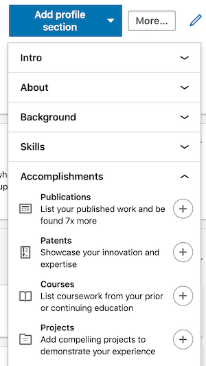 add LinkedIn profile sections