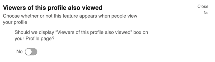 Viewers of This Profile Also Viewed option in LinkedIn privacy settings