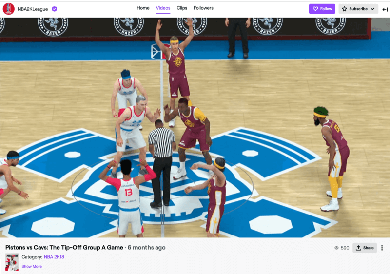 NBA2k league game on Twitch