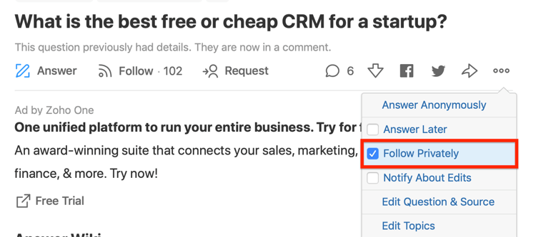 step 5 of how to evaluate question for Quora ad targeting