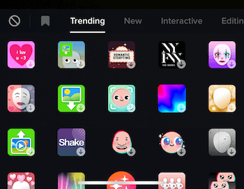 Trending tab for TikTok effects