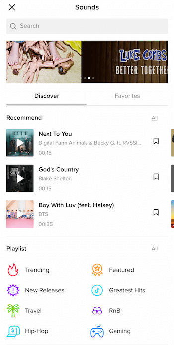 TikTok Sounds library