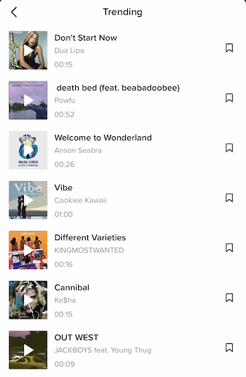 TikTok trending sounds list