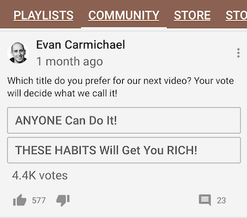 poll on YouTube Community tab