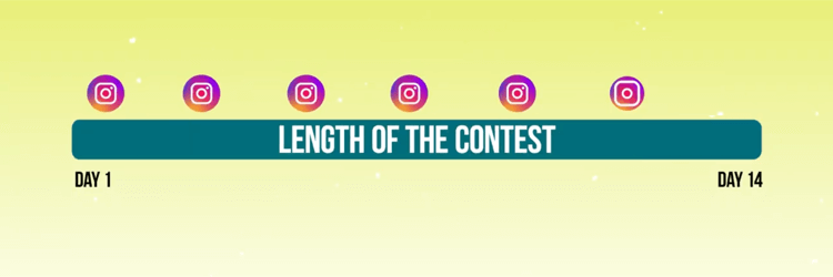 graphic depicting timeline of promotional posts for Instagram contest