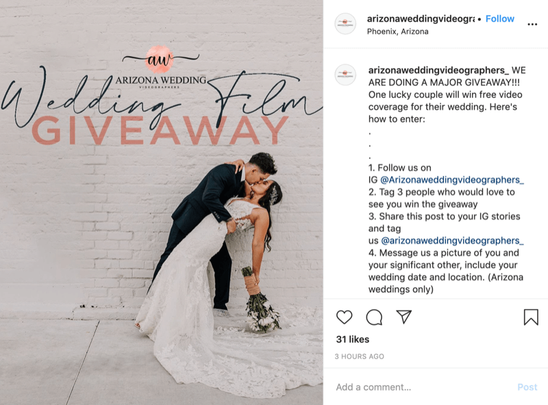 example of Instagram contest with higher value prize