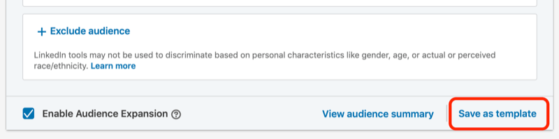Save as Template option for LinkedIn ads