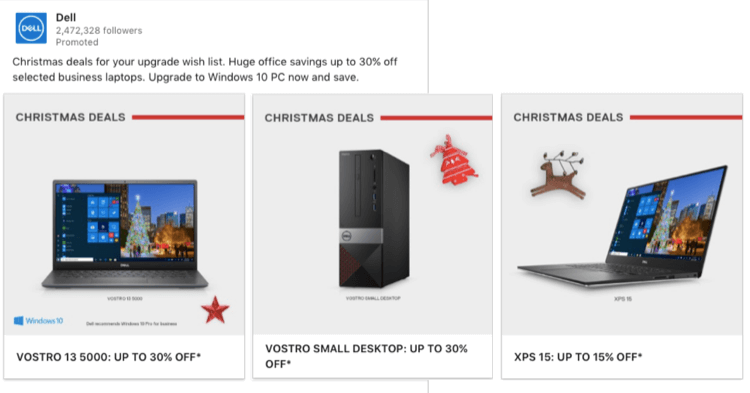 LinkedIn carousel ad for Dell