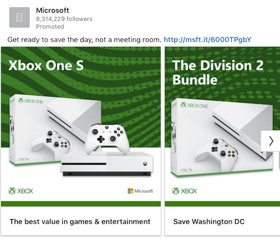 LinkedIn carousel ad for Microsoft