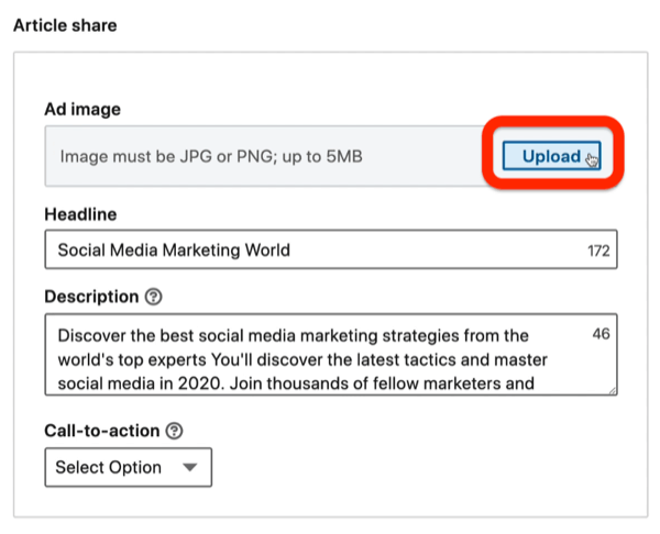 remove image from ad during LinkedIn campaign setup