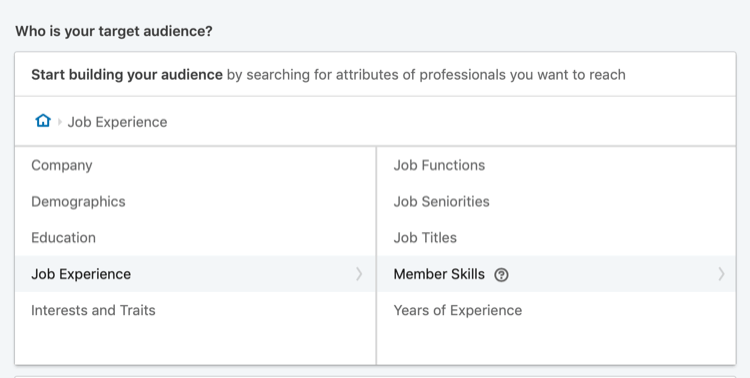 dirigir el contenido patrocinado de LinkedIn a las habilidades de los miembros