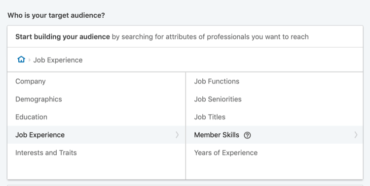 target LinkedIn sponsored content to member skills