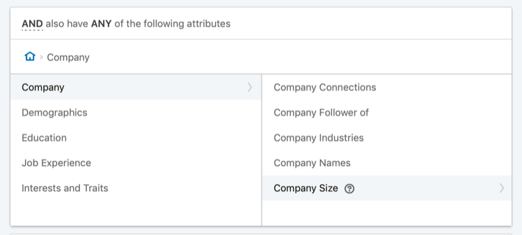 target LinkedIn ads based on company size