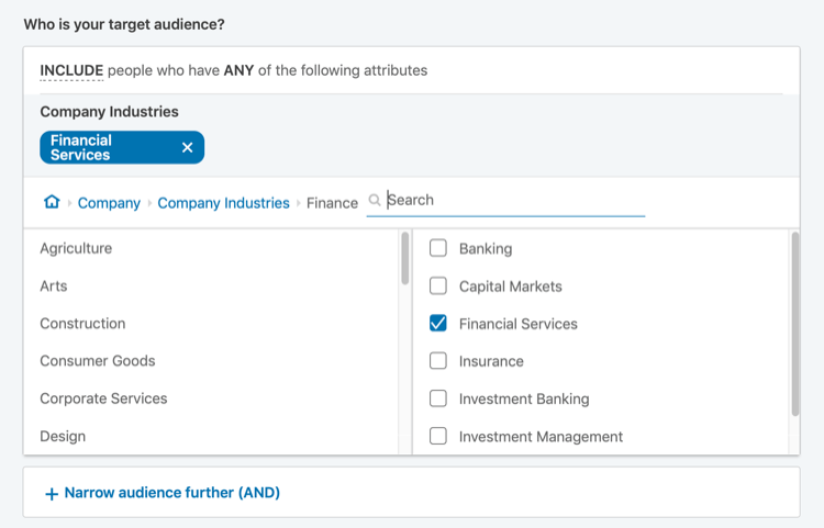 target LinkedIn ads by industry