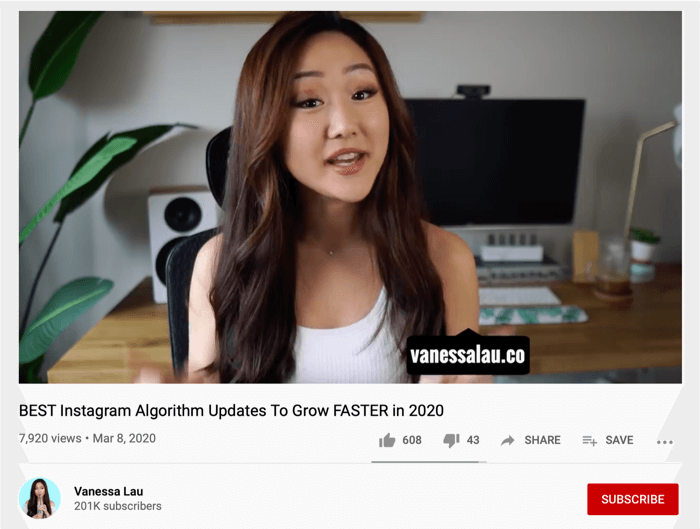 Vanessa Lau YouTube video sharing Instagram handle