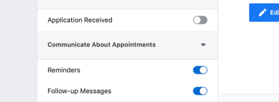Facebook automated response options for appointments