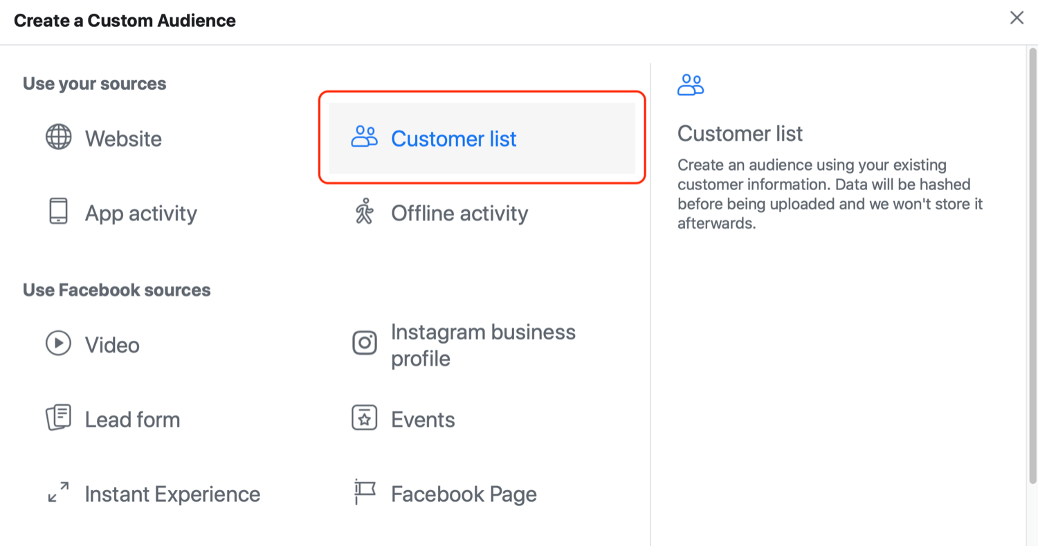 Facebook Customer List Custom Audience 750@2x