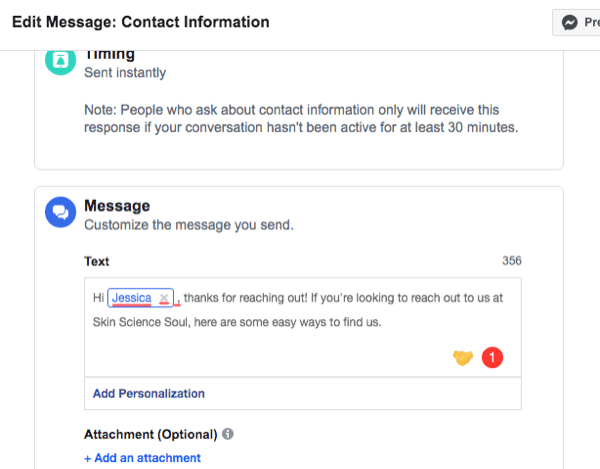 Facebook Messenger Automated Responses 2