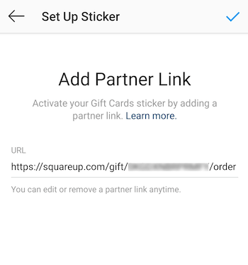 Add Partner Link screen in Instagram app