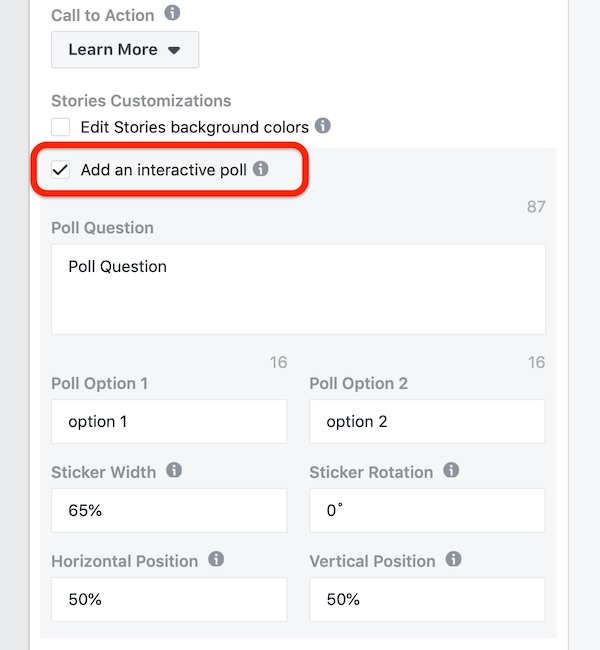 Add an Interactive poll option for Instagram Stories ads