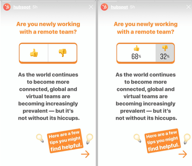 example of Instagram Stories post with poll sticker