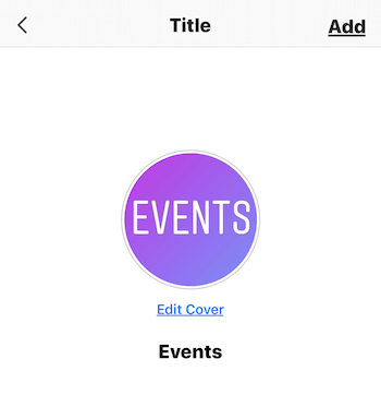 screen for selecting Instagram Stories highlight cover