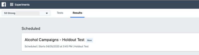 scheduled tests for Facebook Experiments