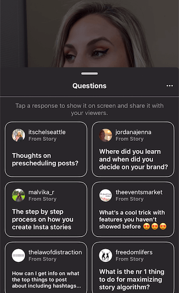 How to view on sale questions on instagram