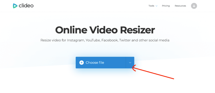 upload video to Clideo Online Video Resizer
