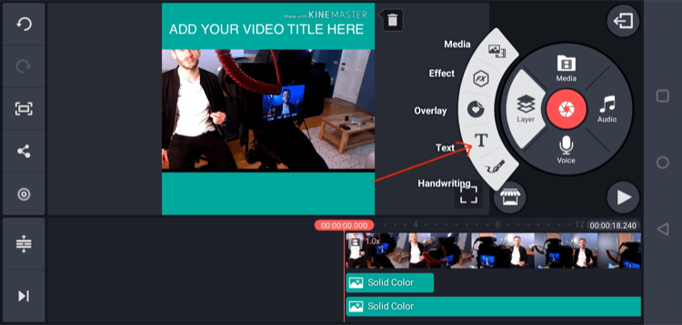 add text to square video in Kinemaster mobile app