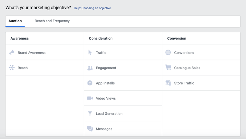 Facebook ad objectives